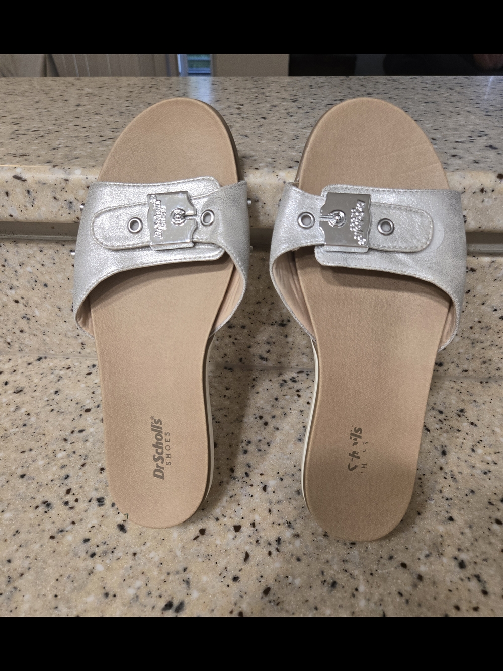 Dr. Scholl's Buckle Slide Sandals Island Icon Silver Metallic - Picture 3 of 5